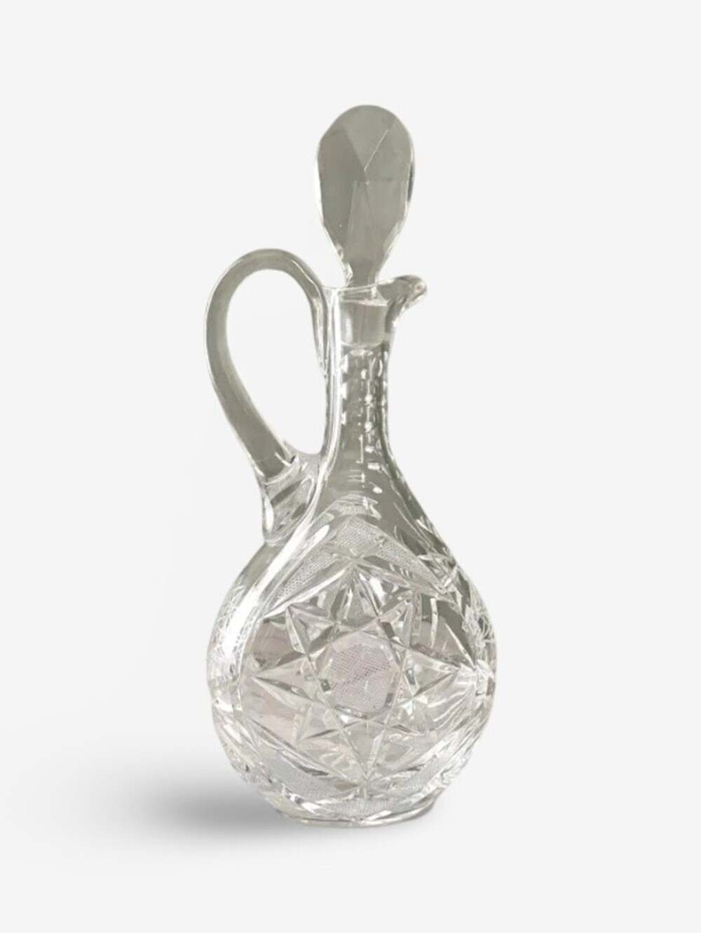 Vintage American Brilliant Cut Glass Decanter Ewer with Stopper